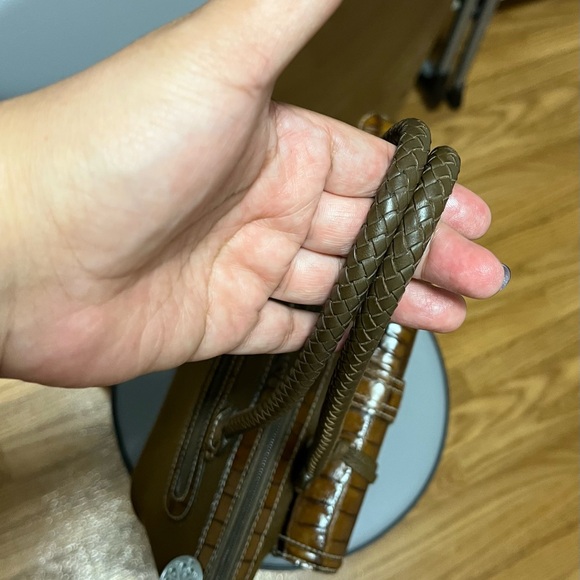 Brighton Brown Crock Embossed Pebbled Leather Handbag EUC - Picture 9 of 17